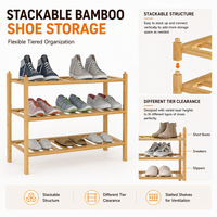 Étagère de rangement de placard de couloir capable de stac étagère à chaussures cube de rangement étagère à chaussures en bambou