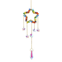 Ensemble de quatre pendentifs attrape-soleil en cristal K9, motifs étoile et lune arc-en-ciel, style champêtre, pour décoration de fenêtre