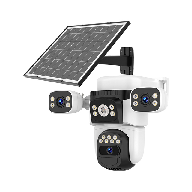OEM 2MP Wireless 3 Lens Outdoor Security Camera PTZ Camera Color Night Vision Solar Camera