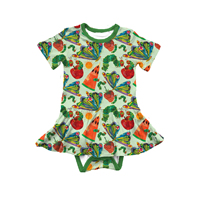 Combinaison-jupe en bambou personnalisée pour bébés filles, manches courtes, 7 Brew, pour tout-petits, avec jupe tourbillon en bambou