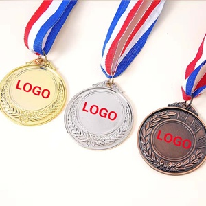 Medallas Deportivas Personalizadas de Alta Calidad en Oferta, Chapadas en Oro, de Aleación de Zinc y Plata, para Maratón, Fútbol y Carreras, con Cinta - Product Image 1