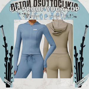 Chaqueta deportiva de manga larga con cremallera que absorbe el sudor para mujer Spandex/Nylon Skinny Fit Anti-Ultravioleta Yoga Top Protector solar - Product Image 2