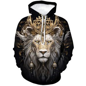 <span class=keywords><strong>Felpa</strong></span> <span class=keywords><strong>con</strong></span> Cappuccio Premium da Uomo <span class=keywords><strong>con</strong></span> Stampa 3D Re <span class=keywords><strong>Leone</strong></span>, Corona Maestosa, Pullover <span class=keywords><strong>con</strong></span> Tasche per Uso Quotidiano e Casual - Product Image 3