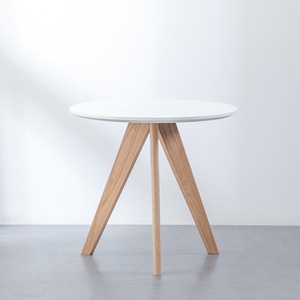 Modern Nordic Round Coffee <b>Table</b>, Solid Wood Minimalist Side <b>Table</b> for <b>Small</b> Apartment, Balcony, Living Room, <b>Office</b> - Product Image 2