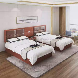 3 Star Hotel Bedroom Sets Custom Low Cost Durable <b>Wooden</b> <b>Single</b> Twin <b>Bed</b> With Headboard Nightstands TV Cabinet Desk & Wardrobe - Product Image 2