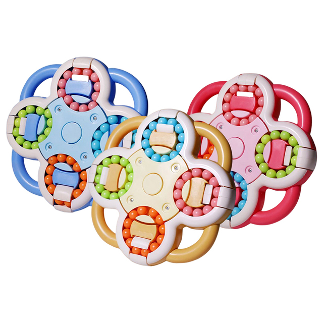Kids Brain Training Educational Puzzle Game Fidget Cube Toys Large Decompression Spinner Stress Relief Rotating Magic Bean Cube