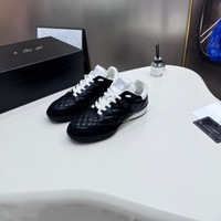2026 Baskets décontractées à semelle plate en cuir véritable, matelassées losanges, style luxe léger, respirantes, légères et color-block