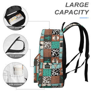 Vintage Western Print <b>Backpack</b> Custom Laptop <b>Backpack</b> <b>Kids</b> Student School Bag Custom Logo Pattern Outdoor Travel <b>Backpack</b> - Product Image 3