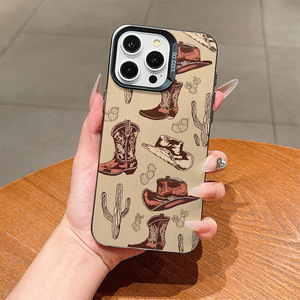 Cap Cross Boots Printing Electroplated Silver Key TPU PC Funda para teléfono móvil para Iphone 8 Xr Xs Max 11 12 13 14 15 16 17 Air - Product Image 4