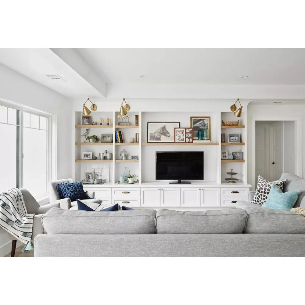 2021新着家の装飾モダンなファッション家具ホワイトデザイン木製スタンドリビングルームハンギングスモールTVキャビネット
