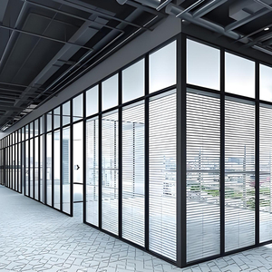 Cloison en verre encadrée Diviseur <span class=keywords><strong>de</strong></span> bureau à domicile Installation <span class=keywords><strong>de</strong></span> travail à distance Cadre en aluminium <span class=keywords><strong>Panneau</strong></span> en verre trempé Usage résidentiel - Product Image 4