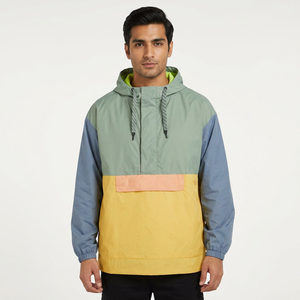 Chaqueta Cortavientos Personalizada con Forro de Malla Transpirable, Anorak con Capucha, Media Cremallera, Chaqueta Cortavientos para Hombre de Talla Grande - Product Image 1