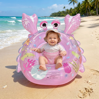 Siège de bain gonflable en forme de crabe pour enfants, en PVC et maille, flotteur de piscine pour bébés et tout-petits, jouet de bain et de plage, diamètre extérieur 55 cm