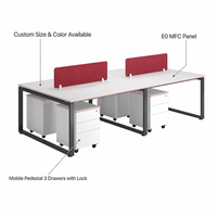 Muebles de Oficina de Diseño Moderno y Alta Calidad, Estación de Trabajo de Oficina de Doble Cara para 4 Personas, Estación de Trabajo para Personal, Escritorio para Computadora
