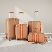 Set Koper PU Lembut 4 Buah Gaya Retro dengan 3 Koper & 1 Tas Travel Kapasitas Besar MOQ Rendah Stok Siap Kirim untuk Merek E-commerce