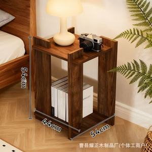 Wooden retro small storage <b>shelf</b>, solid wood home bedroom table <b>lamp</b> corner table, atmospheric bedside table, ornament storage - Product Image 3