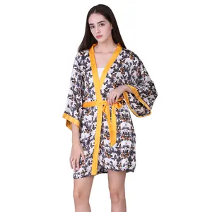 Kimono kardigan panjang wanita, jubah kimono panjang terbuka depan, pelindung pantai kustom wanita