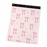 Sacs d'expédition en polyéthylène roses personnalisés avec nœud, imperméables et auto-adhésifs, pour vêtements de boutique et petites entreprises