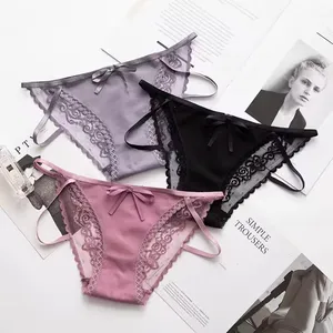Erotic Lace Mesh Design Low Waist Soild Color Underwear Girl Xxx Bikini Sexy Panties For Female Ladies