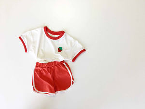 Conjunto de Dos Piezas de Camiseta y Pantalones Cortos para Niñas, Conjunto de Ropa para Bebés Recién Nacidos 2021, Lindos Conjuntos de Tops y Pantalones con Estampado de Frutas para Niños y Niñas, Conjuntos de Verano para Bebés - Product Image 2