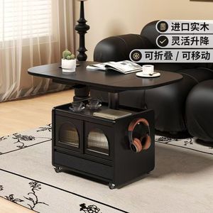 Height Adjustable Folding Coffee <b>Table</b> Athens Black Oval Desktop With Storage For Living Room <b>Sofa</b> <b>Side</b> <b>Table</b> - Product Image 2