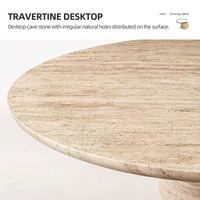 Table de salle à manger ronde en travertin naturel, table en pierre sur piétement, style côtier australien, luxe, robuste, anti-taches, pour l'Australie