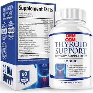 Vitamina B12 Complexo Zinco Selênio Ashwagandha Copper Thyroid Support Supplement com Iodo para Energia & Foco