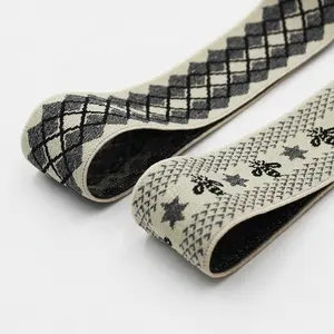 Underwear White Black Woven Spandex Pattern Logo Nylon Elastic Web Band