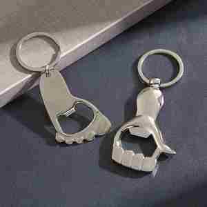 Décapsuleur de bouteille de bière en métal personnalisé et créatif, porte-clés en forme de pied, pendentif, personnalisation publicitaire, cadeaux promotionnels d'entreprise - Product Image 4
