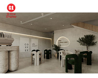 Meubles de café haut de gamme sur mesure, comptoir de bar OEM, personnalisation de table et de chaises pour la conception de café