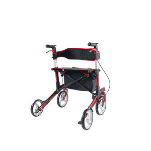 รถเข็นพับได้สำหรับผู้สูงอายุแบบมีพนักพิงน้ำหนักเบาเคลื่อนย้ายได้ช่วยเดิน4ล้อพับได้ - Product Image 2
