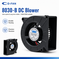 Fournisseur de ventilateurs de refroidissement DC personnalisés D-FAN, ventilateurs à faible consommation d'énergie, haut débit d'air, 80 mm, 12 V, 24 V, souffleur d'air DC