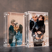 Cadre photo magnétique transparent en acrylique, 20 mm d'épaisseur, double face, personnalisable, pour affichage de photos sur bureau, cadeau personnalisé, décoration
