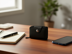 Portacarte a Fisarmonica da Uomo Jd con Bottone Singolo, in Vera Pelle, Portafoglio per Carte di Credito da 4 Pollici - Product Image 2