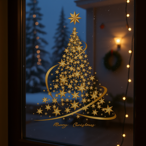 Autocollant mural de Noël doré en feuille d'aluminium DIY pour fenêtre et porte, décorations de vacances pour verre - Product Image 2