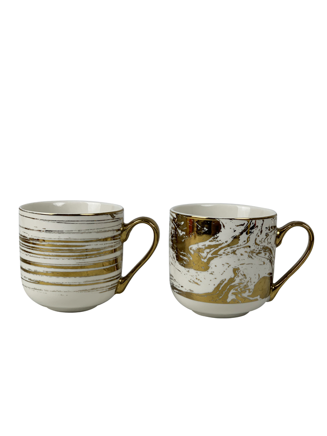 RTS wholesale 16oz Custom Novelty Gift gold Porcelain Mugs Cups Coffee Sets Ceramic Mug with Gold Handle for Men Women