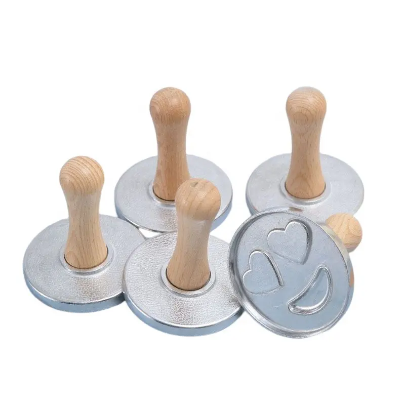 Metal Cookie Stamps with Wooden Handle DIY Baking Decorating Supplies Cookie Press Mold and Tools