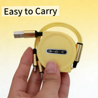 Cable USB Retráctil Ajustable de 5 Niveles, 3 en 1, 1M, Carga Rápida, Multipuerto, para Coche, Viajes, Auriculares, con Blindaje de Micro-USB