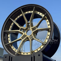 Jantes forgées XINLAI personnalisées en fibre de carbone à maille dorée, modèle Deep Dish, 2 pièces, 18-23 pouces, 5x100 5x108 5x112