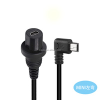 Carga rápida a prueba de agua 0,3 m Mini USB arriba abajo izquierda derecha ángulo de 90 grados macho a recto hembra Cable de datos de computadora