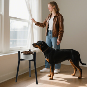 Support de gamelle surélevé en métal réglable en hauteur et largeur, ergonomique, pour grands chiens, utilisation intérieure – Tendance - Product Image 2