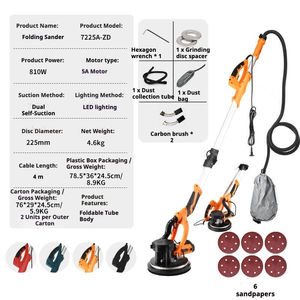Lijadora Eléctrica de Disco para Masilla de Pared, 220V, <span class=keywords><strong>Industrial</strong></span>, para Bricolaje, con Velocidad Variable, Mango Plegable <span class=keywords><strong>Grande</strong></span> y Luz - Product Image 6