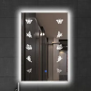 Espejo de baño con luz led y batería para maquillaje, espejo de maquillaje iluminado con luz led, modelo 1060