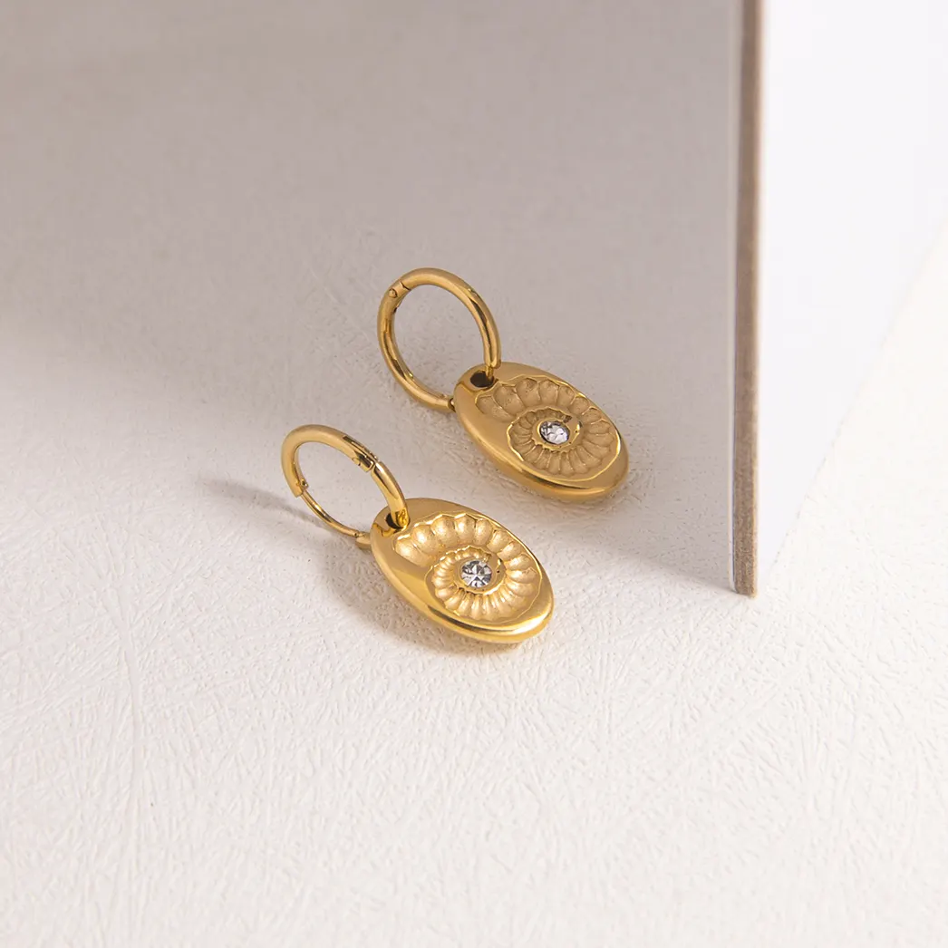 Powell Custom Tarnish Free accessori donna gioielli orecchini ovali a goccia in acciaio inossidabile placcato oro 18 carati