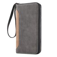 Heren Lange Portemonnee Diy Rits Clutch Tas Matte Textuur Multi Functionele Verandering Kaart Tas Mobiele Telefoon Tas