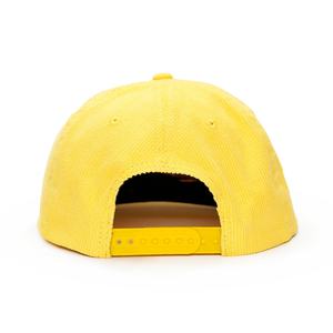 หมวกแก๊ปทรง snapback สีเหลืองแบบไม่มีโครง 5 ช่องปักโลโก้ พร้อมเชือกผูกแบบคอร์ดูรอย - Product Image 4