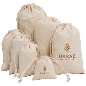 Sacs en toile de coton calicot en gros, couleur naturelle, avec cordon de serrage, pour enfants, sacs cadeaux promotionnels - Product Image 1
