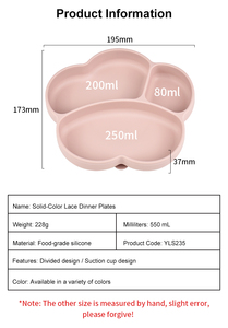 Plato de silicona con divisiones para niños, bandeja de alimentación con forma irregular en colores rosa, azul y verde. - Product Image 2