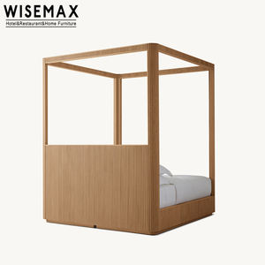 WISEMAX FURNITURE Cadre de <span class=keywords><strong>lit</strong></span> haut de gamme en bois de chêne <span class=keywords><strong>massif</strong></span> à quatre affiches King Mobilier de villa sculpté à la main Tête de <span class=keywords><strong>lit</strong></span> en bois - Product Image 6