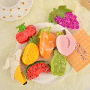 YJL verano moda fruta forma acetato pelo garra accesorios fresa piña sandía niñas grandes pinzas para el pelo - Product Image 1